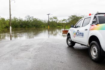 EClima monitora acúmulo de água no Paqueta devido a cheia do Rio dos Sinos. Foto: Guilherme Pereira/ECom PMC