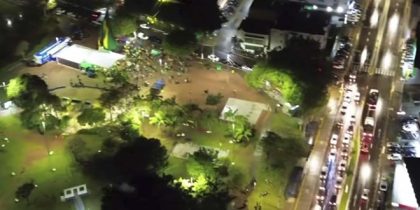 Apoiadores de Flávio Bolsonaro acompanharam apuração no Parcão de Gravataí, neste domingo
