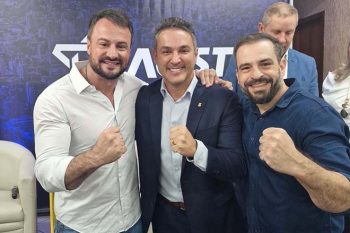 Coruja (D), com Zucco e Pedri: filiado ao PL e pré-candidato à AL