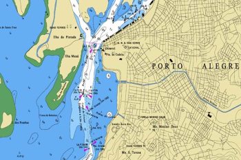 Mapa antigo mostra área de deposição de sedimentos (verde) e Coroa da Balseiras (desenho pontilhado) / Foto: Cartografia de Marinha - levantamentos de 1961 a 1964