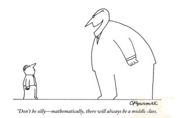 Não seja bobo, matematicamente sempre haverá uma classe média | Charles Barsotti para New Yorker Cartoon