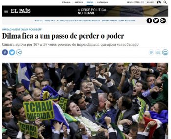 Câmara aprova por 367 a 137 votos processo de impeachment, que agora vai ao Senado