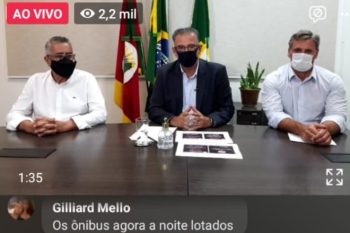 Prefeito, vice e secretários anunciaram regras de bandeira vermelha para Canoas, apesar da classificação preta determinada pelo Estado. Foto: Reprodução