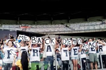 Protesto contra Governo Temer no Mineirão, neste sábado. MIDIA NINJA