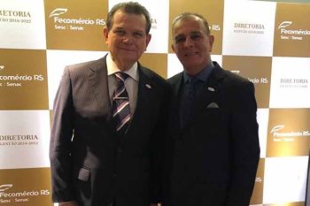 Na posse da Fecomércio, José Rosa com o presidente Luiz Carlos Bohn