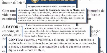 Congregação das Irmãs do Imaculado Coração de Maria publicou manifesto em 2018