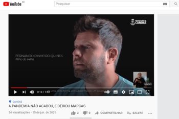 Vídeo produzido pela Prefeitura conta a história de Fernando Quines, que perdeu o pai para a pandemia, como forma de chamar a atenção para os cuidados contra o coronavírus. Foto: Reprodução/YouTube