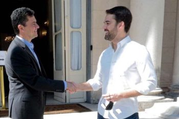 Sergio Moro e o governador do RS, Eduardo Leite, no Palácio Piratini | Foto ARQUIVO | Divulgação