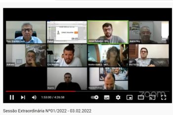Vereadores resolveram fracionar a pauta, votar projetos de reajuste e PCI na quinta e demais na segunda-feira, 7. Foto: Reprodução YouTube