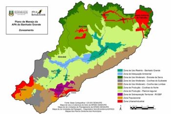 Mapa do zoneamento proposto pelos estudos do Plano de Manejo
