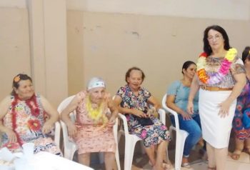 Maribel na Casa do Idoso, onde fez um dedicado trabalho e até hoje recarrega energias