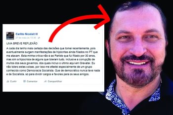 Carlito fez postagem polêmica fazendo acusações
