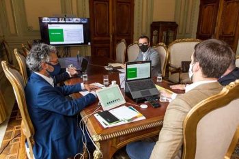 Governador na reunião virtual de hoje no Piratini | Foto GUSTAVO MANSUR | Palácio Piratini