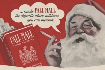 Papai Noel utilizado em um anúncio de cigarro