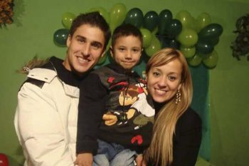 Filipe Machado com a esposa Aline Penteado Pereira Machado e o filho de Mael, Nicholas