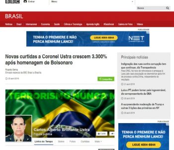 BBC mosta aumento da popularidade do coronel Carlos Alberto Brilhante Ustra no Facebook