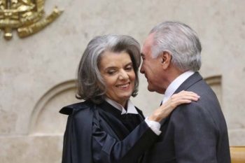 Em solenidade, Carmem Lucia, presidente do Supremo e Michel Temer, presidente da República