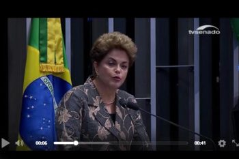 Dilma fala a senadores neste momento