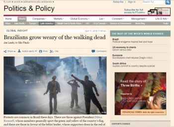 Jornal britânico ilustra artigo com pitoresca foto de manifestação