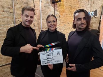 Marco Van Teffelen, Janaína Dambros e Giulliano Pacheco gravaram comercial de TV do novo espetáculo da Cadica Cia de Dança
