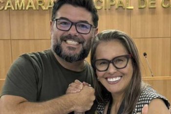 Tairone e Cláudia Protetora, após a convenção deste domingo, na Câmara