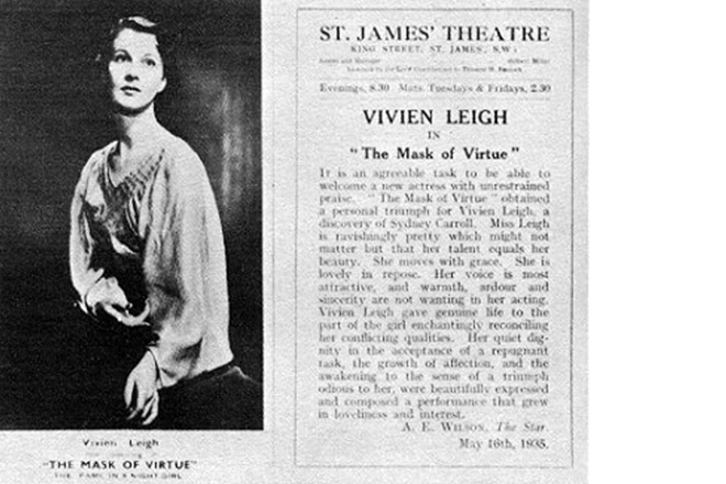 Vivien Leigh para a peça A Dama das Camélias